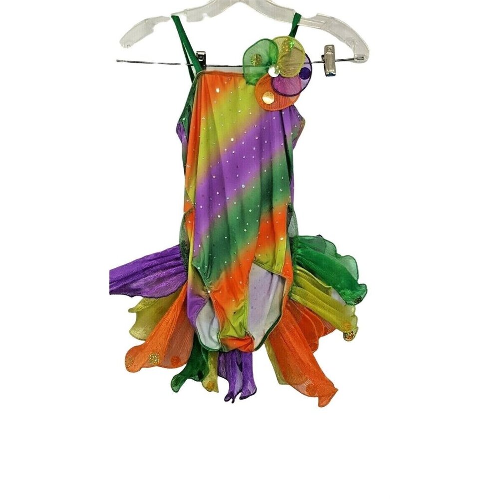 Art Stone Competitor Girls Dance‎ Costume Small Purple Green Flower Dress Up